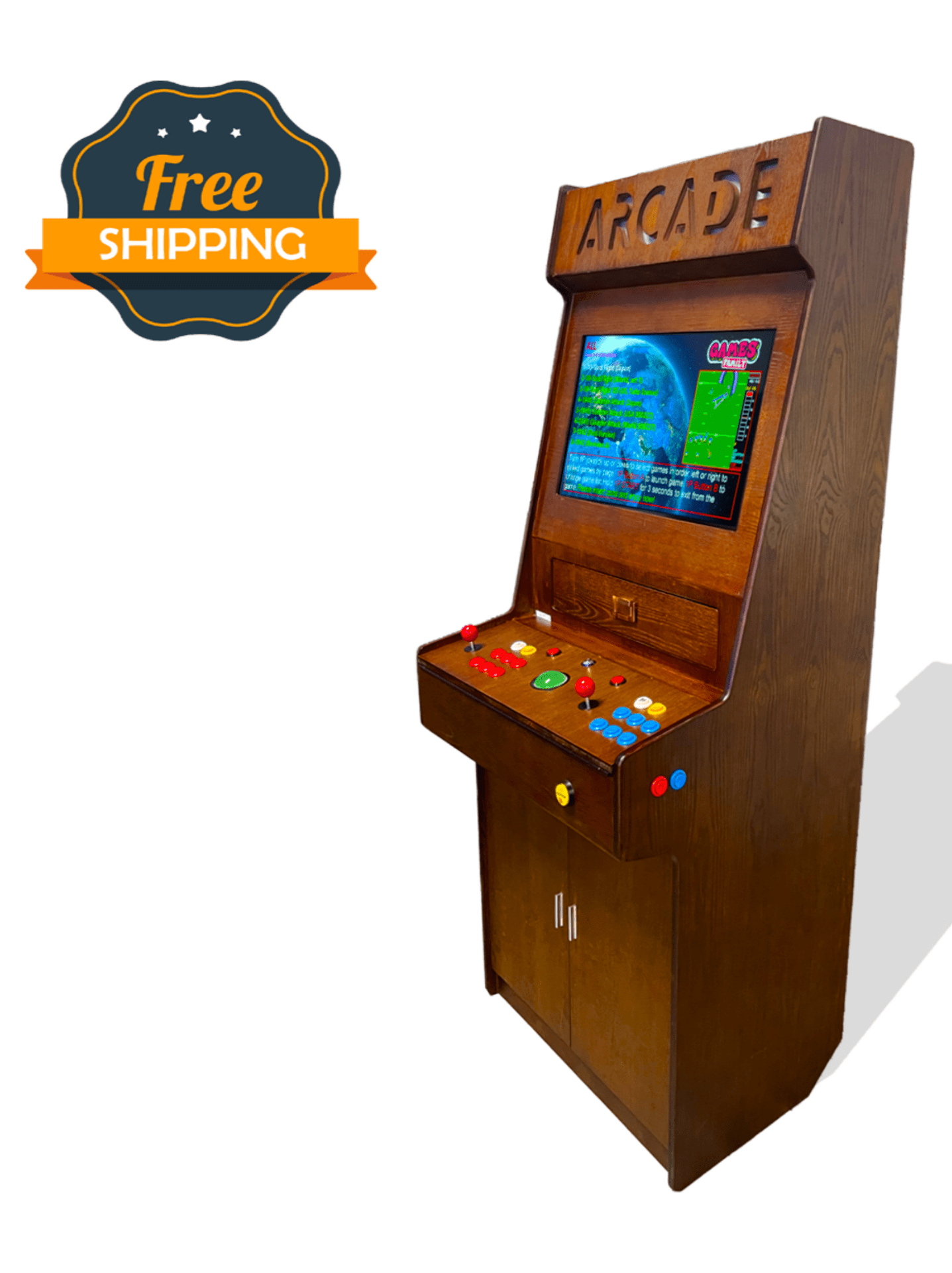 Bespoke wood arcade cabinet from the Artisan Edition features a premium dual-player configuration with 3,000 retro titles.