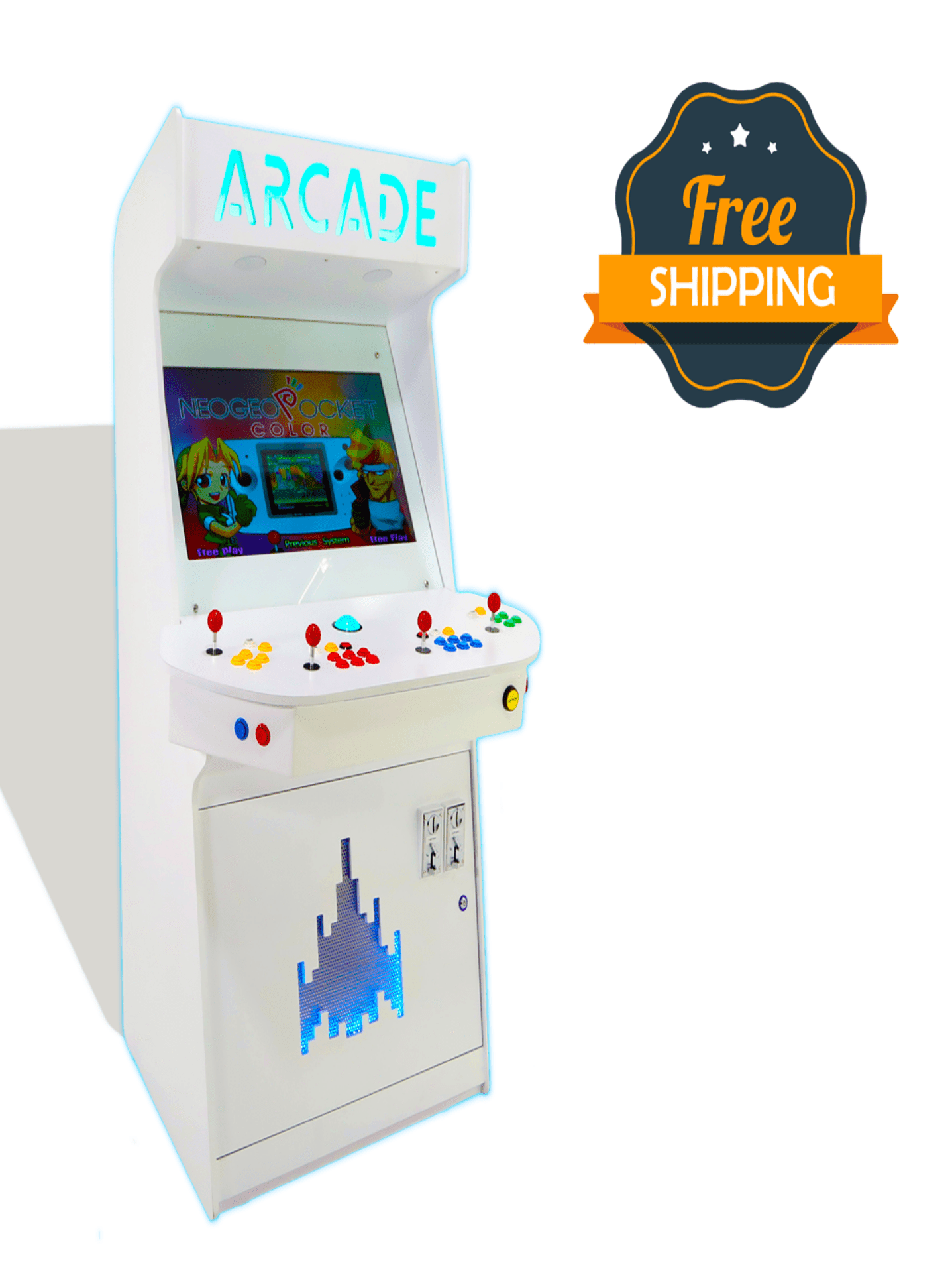 Bespoke white gloss arcade cabinet from the Artisan Edition features a luxury four-player system with 7,000 retro titles.