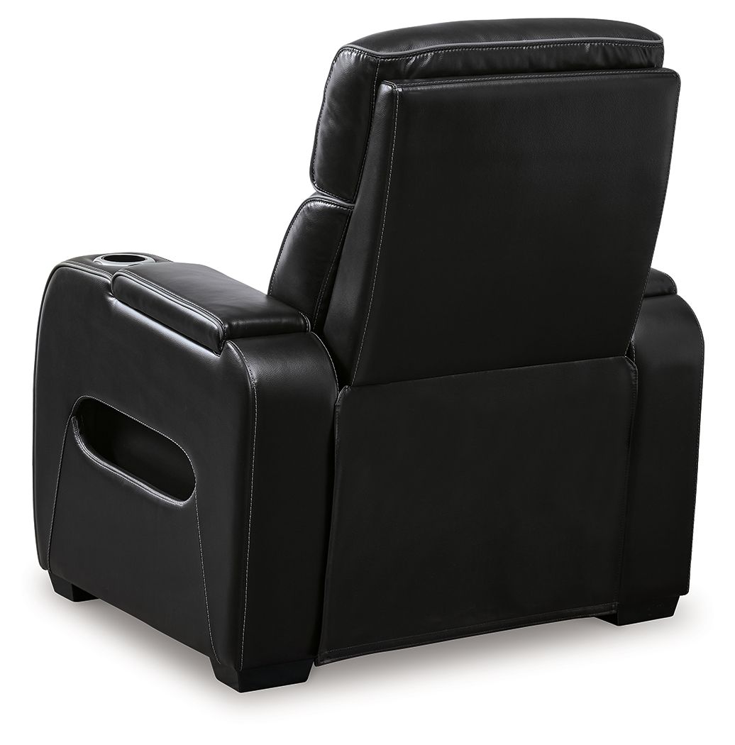 Boyington luxury power recliner delivers artisan high-density ergonomic foam cushioning with bespoke tailored lumbar support