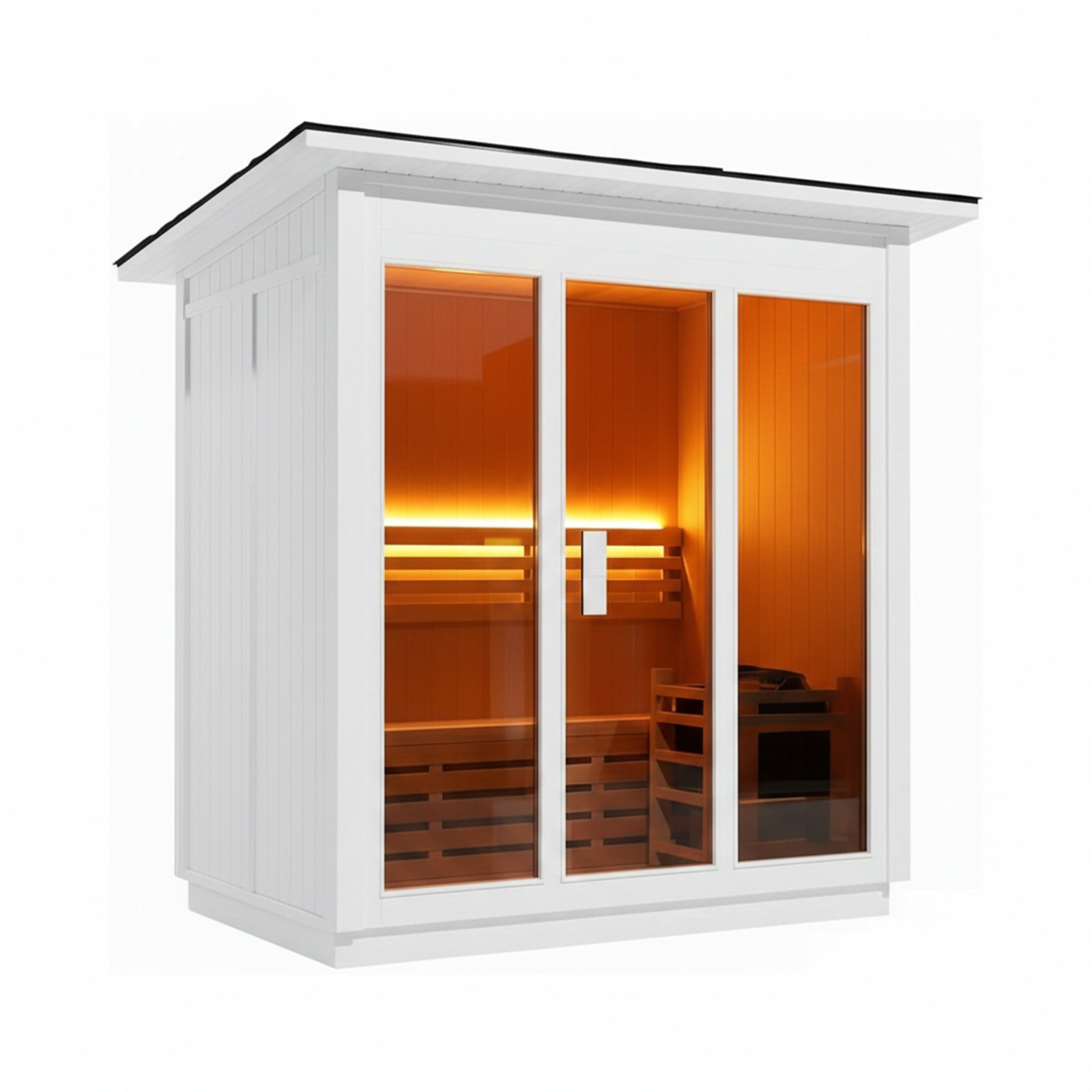 Backyard sauna outdoor steam kit with electric heater stones and cedar construction