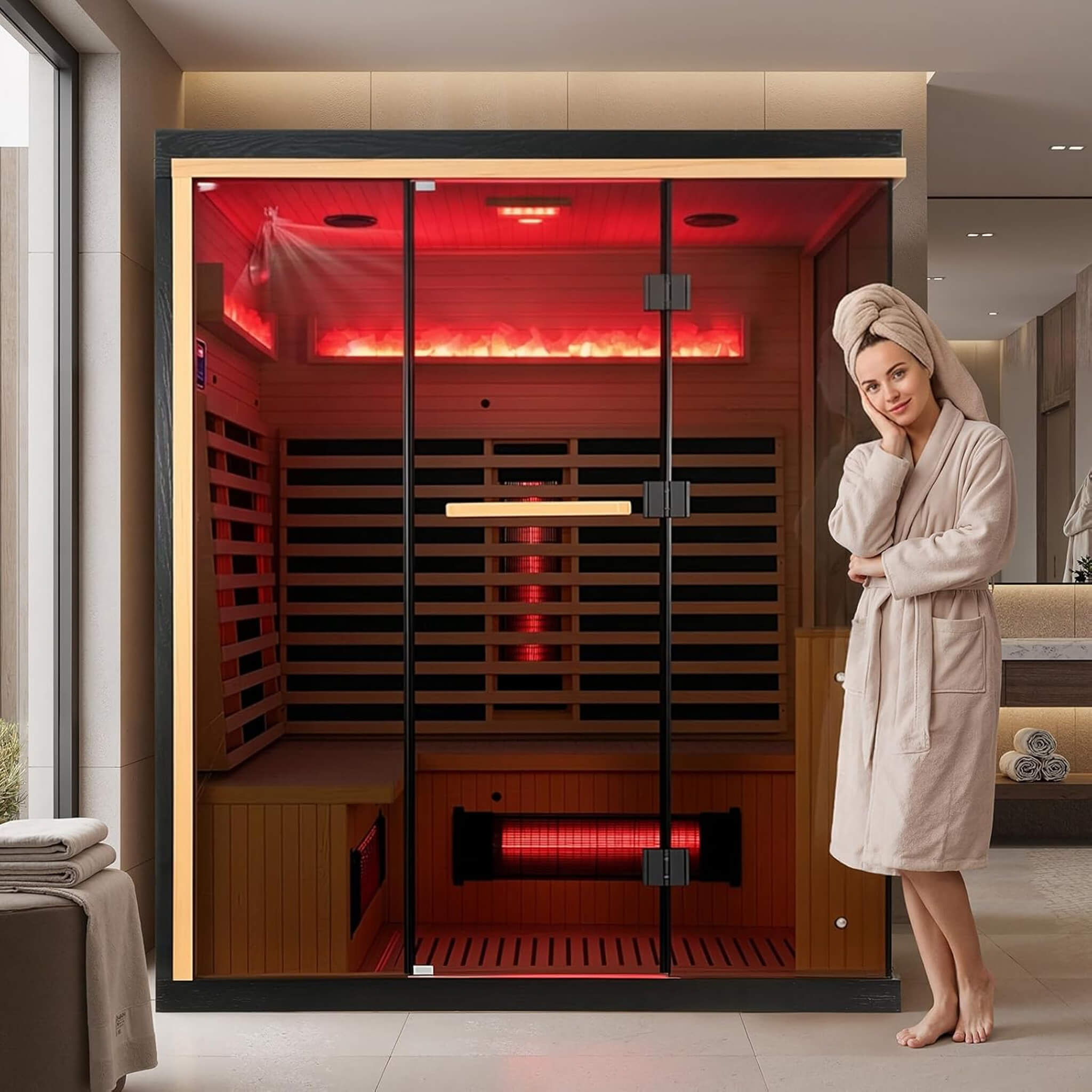luxury infrared sauna premium wellness estate sanctuary residential indoor master bedroom suite lounge at Home Man Cave