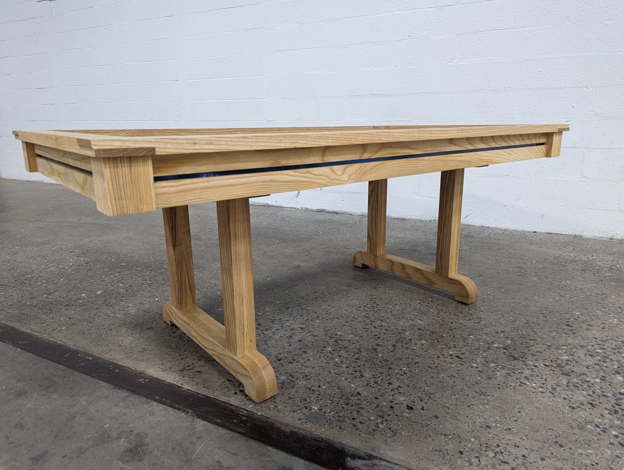 luxury gaming table trestle base support structure solid hardwood timber craftsmanship elite furniture premium estate build