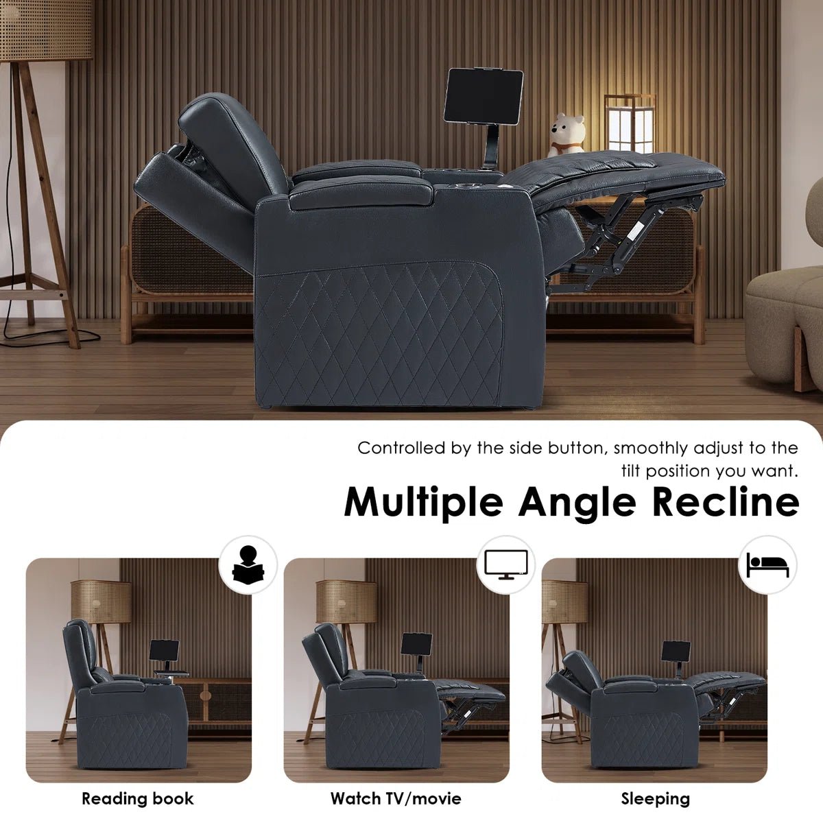 Multiple Angle Recline Options - Haiylee Home Theater Chair for Reading Watching TV and Sleeping