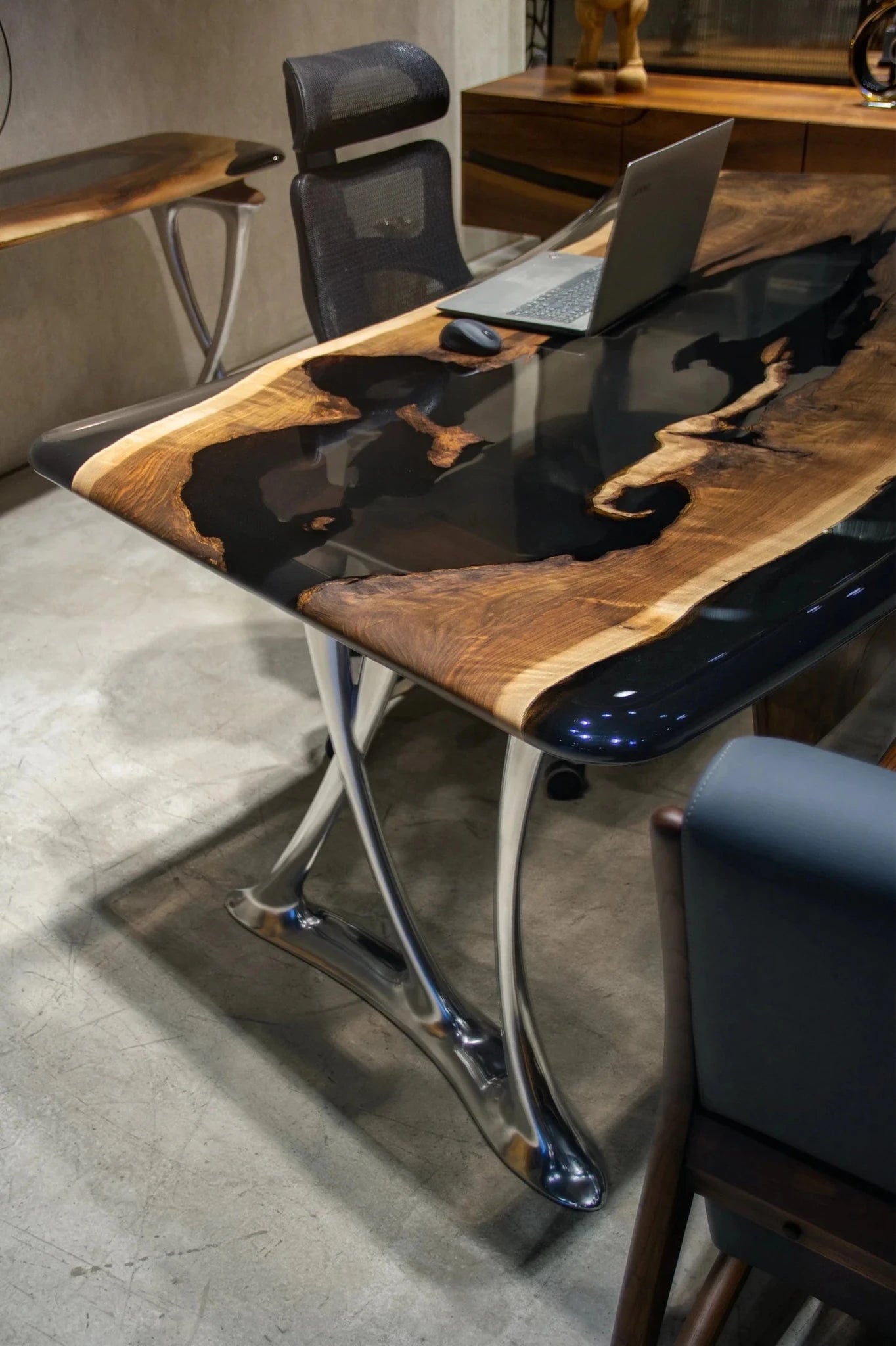luxury live edge desk walnut executive office furniture solid wood slab bespoke workspace premium styling at Home Man Cave