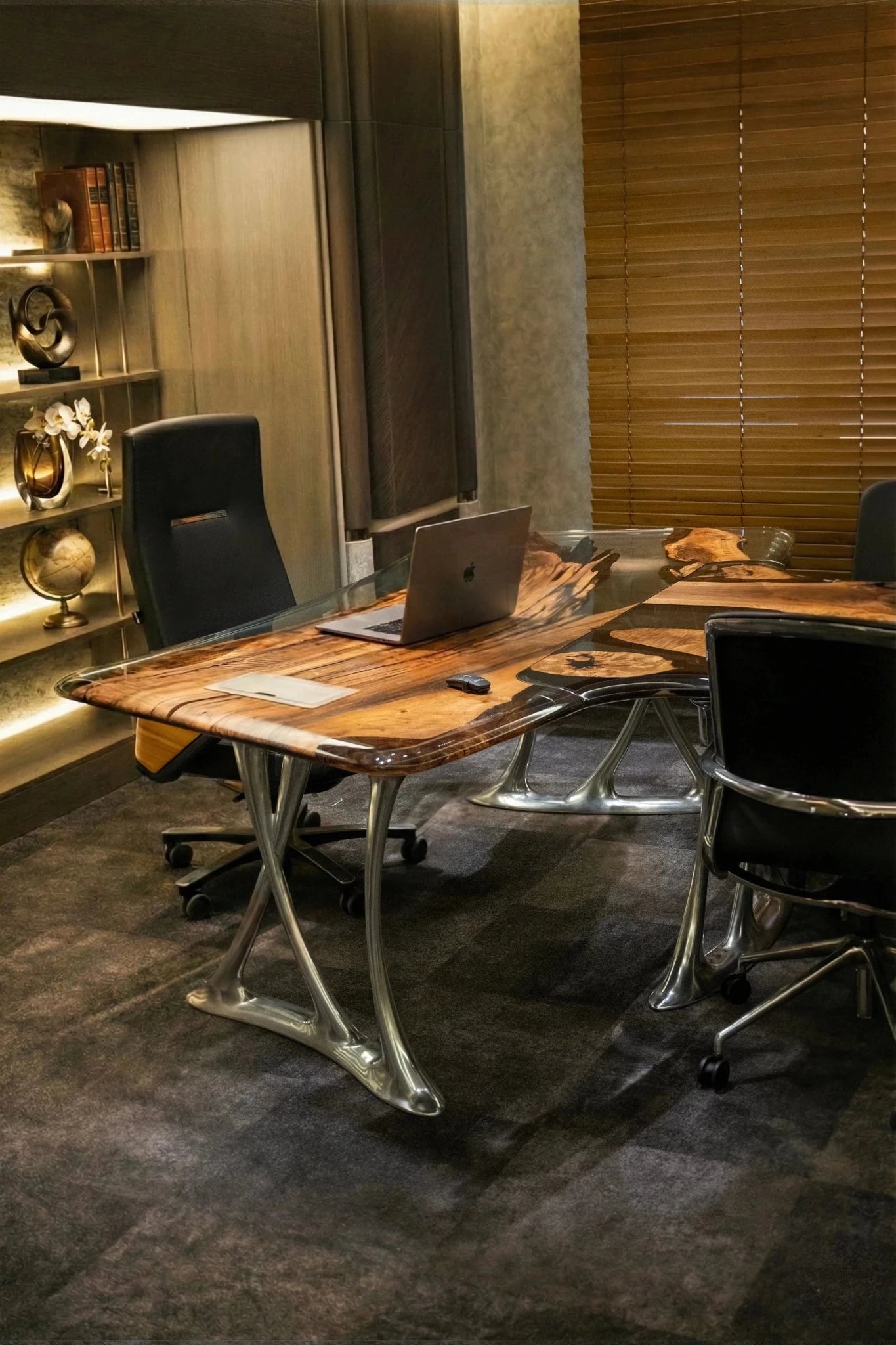 luxury live edge desk walnut executive office furniture solid wood slab bespoke workspace study interiors at Home Man Cave