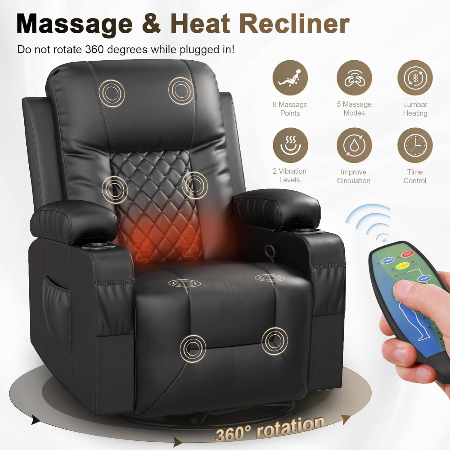 Massage recliner sofa set heated massage chair vibration points at Home Man Cave
