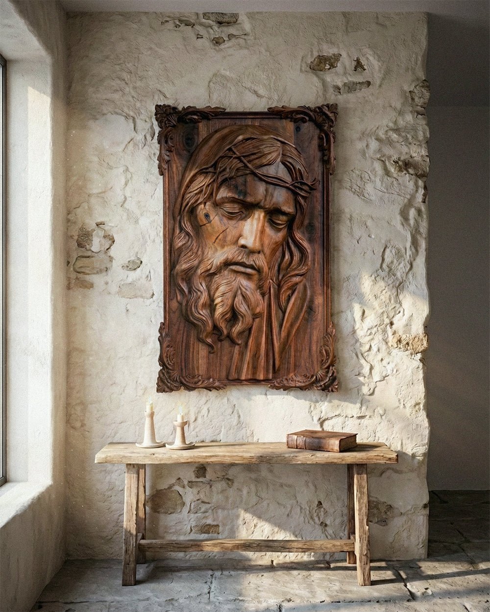 The Passion of Christ Hand-Carved High-Relief Wood Art Panel