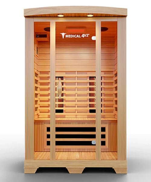 2 person medical grade indoor sauna luxury hemlock wood infrared heaters home gym master suite spa luxury estate spa asset