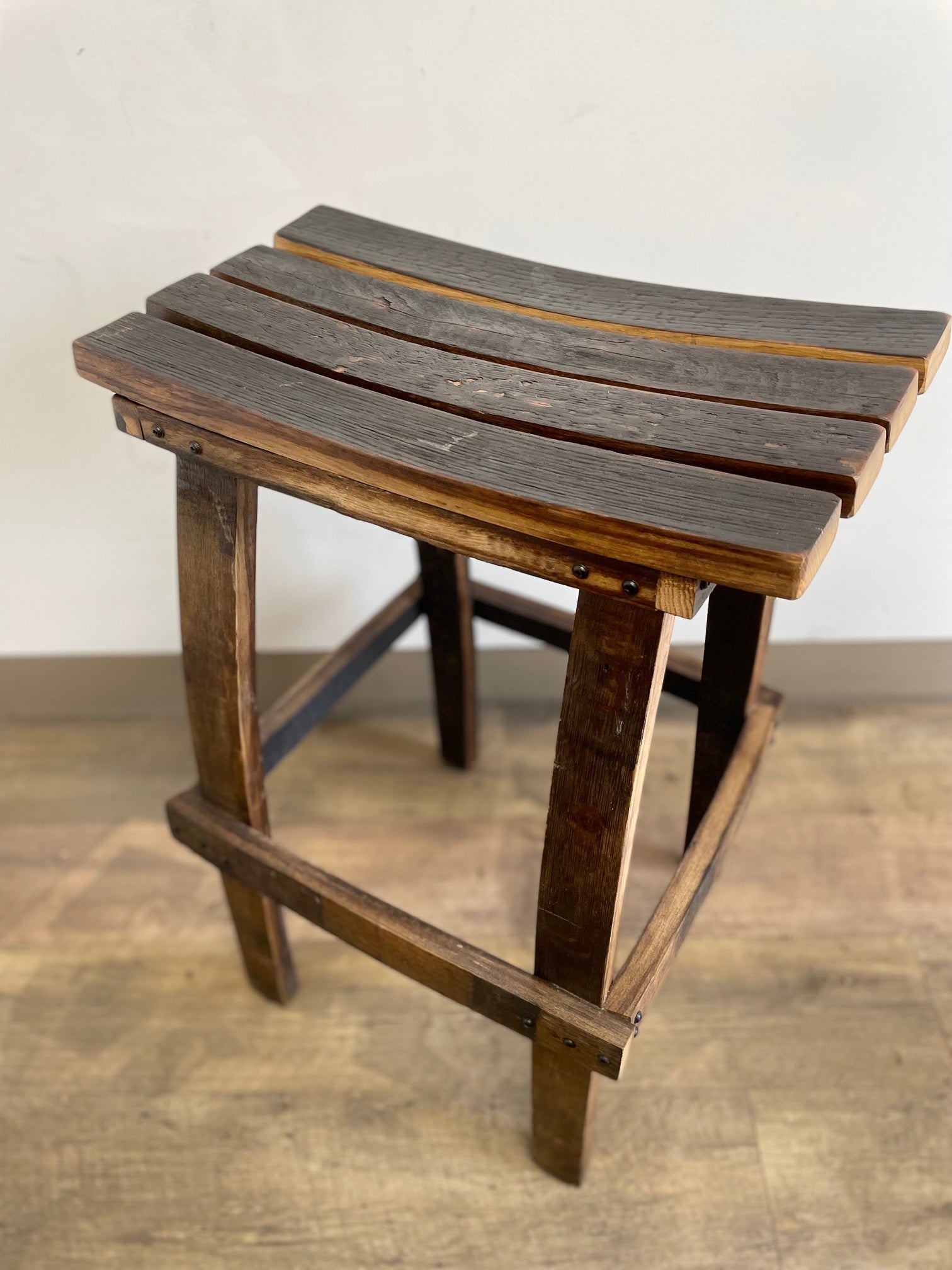 Whiskey barrel bar stools home bar seating home man cave reclaimed bourbon staves game room furniture