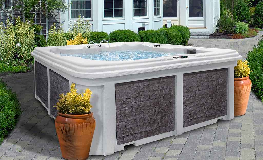 Luxury hydrotherapy spa estate outdoor hot tub premium seven person spa terrace luxury wellness installation at Home Man Cave