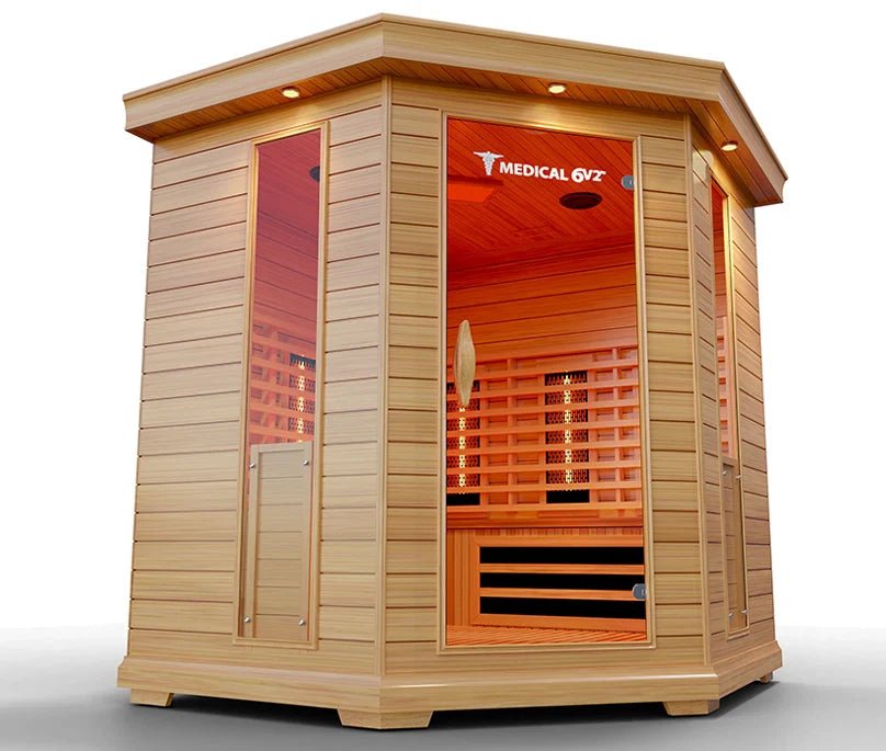 Architectural luxury indoor sauna six-person asset powered by 120V 15 Amp electrical connection delivering 2250 Watts output
