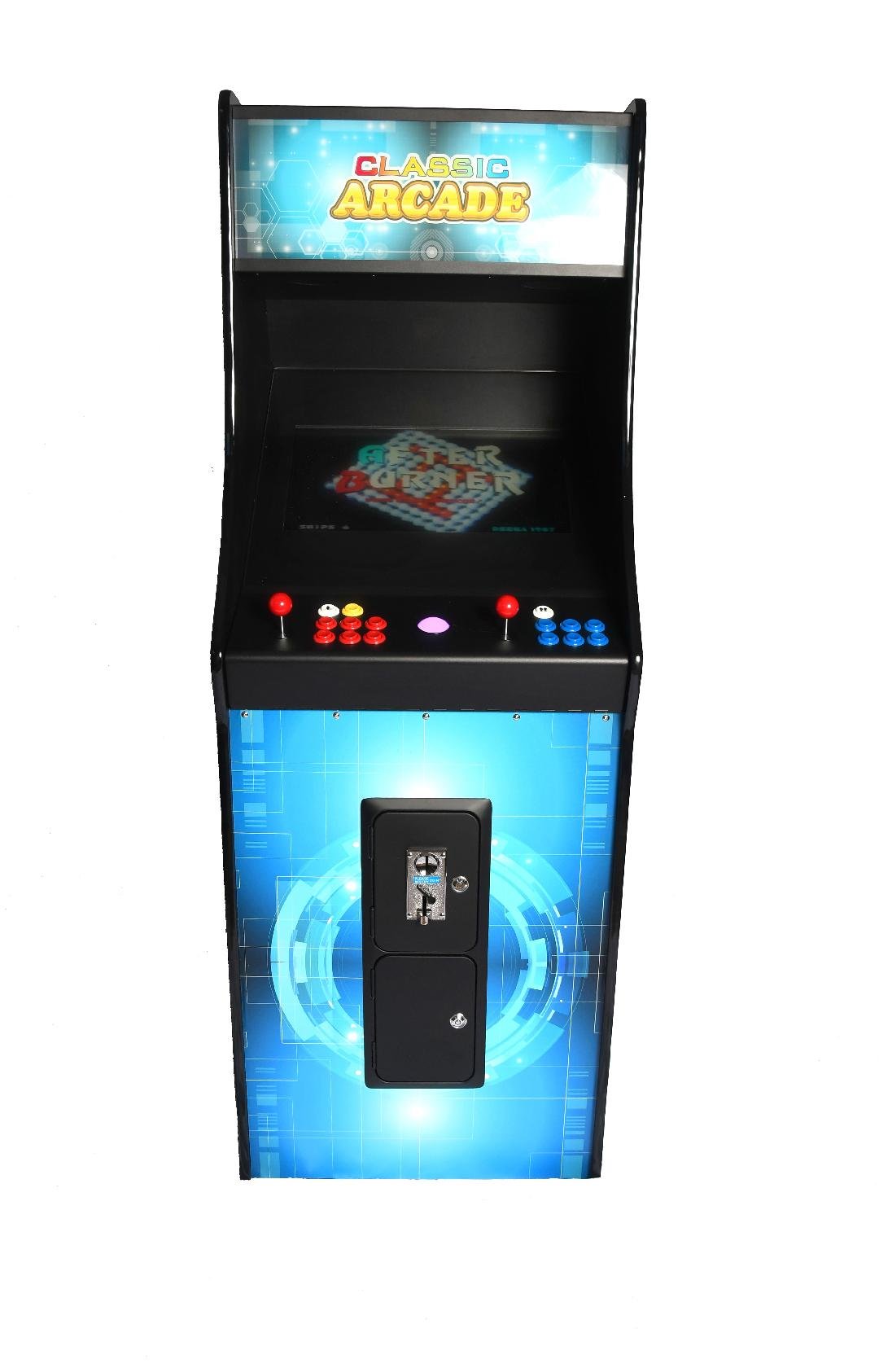 Premium retro arcade cabinet integrates an architectural-grade fully-functioning commercial coin door for elite estate spaces