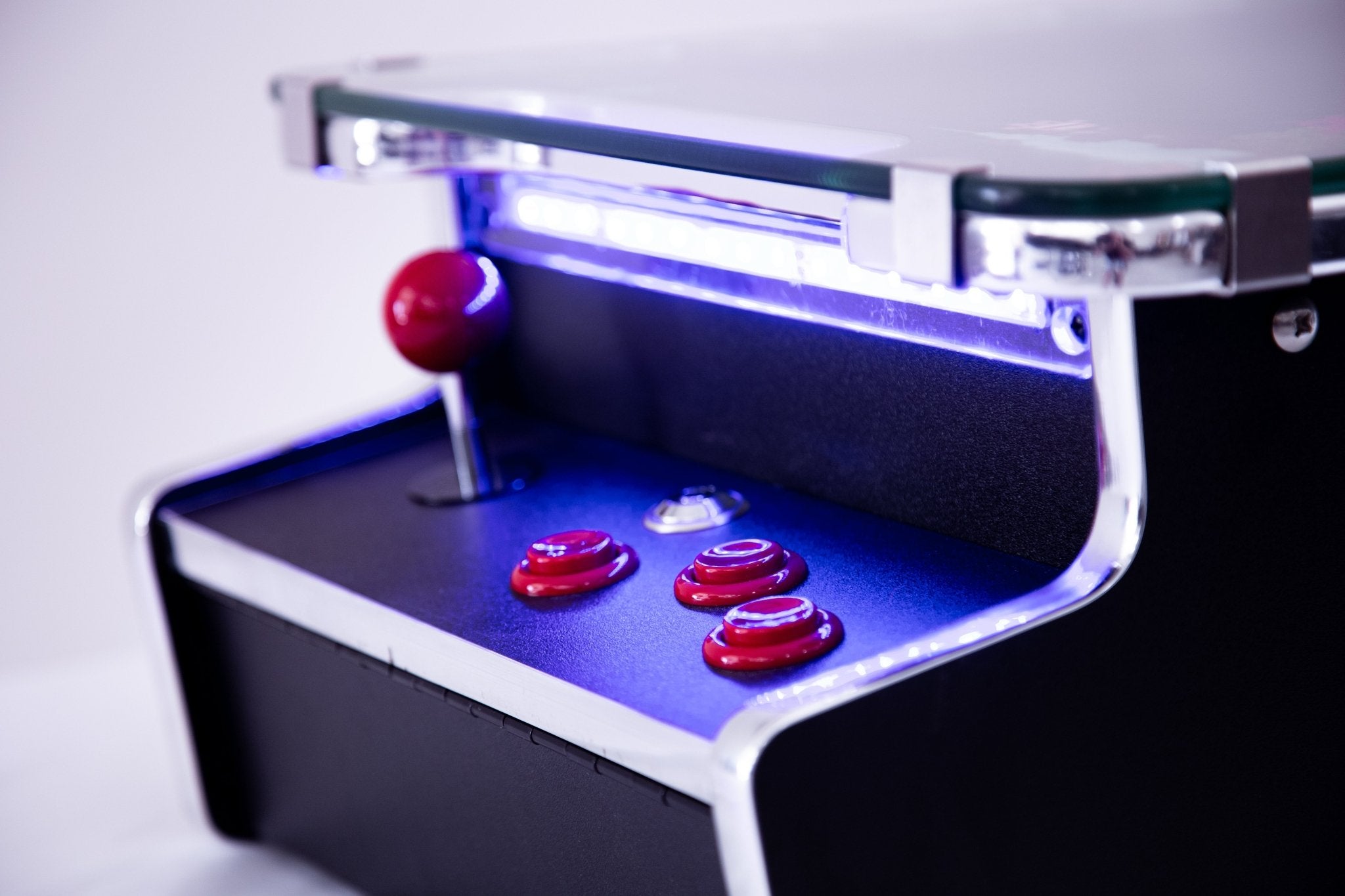 Elite tabletop arcade console features ultra-responsive SANWA joysticks built for premium architectural precision control
