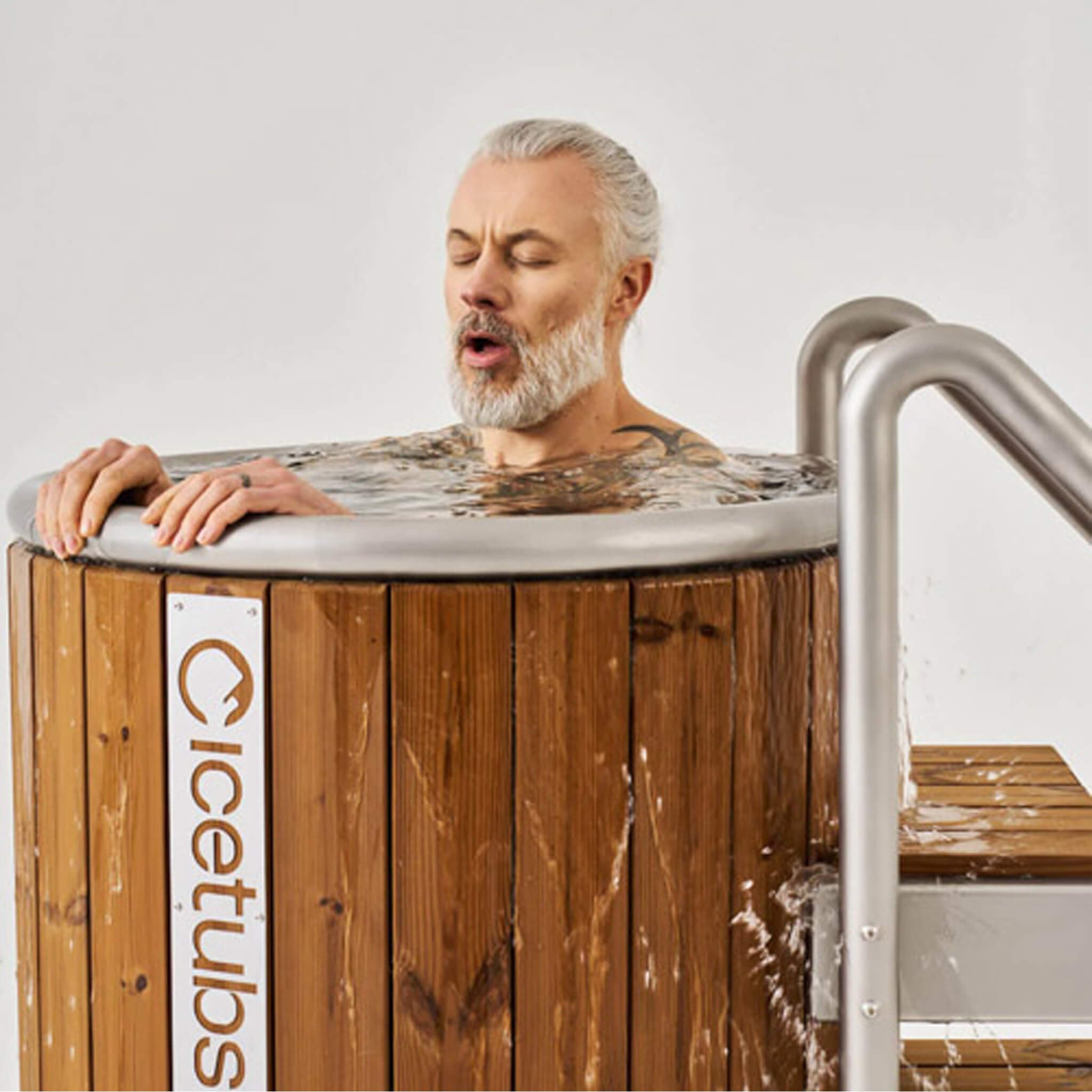 Cold plunge barrel ice bath recovery biohacking Icetubs IceBarrel home man cave man wellness at Home Man Cave