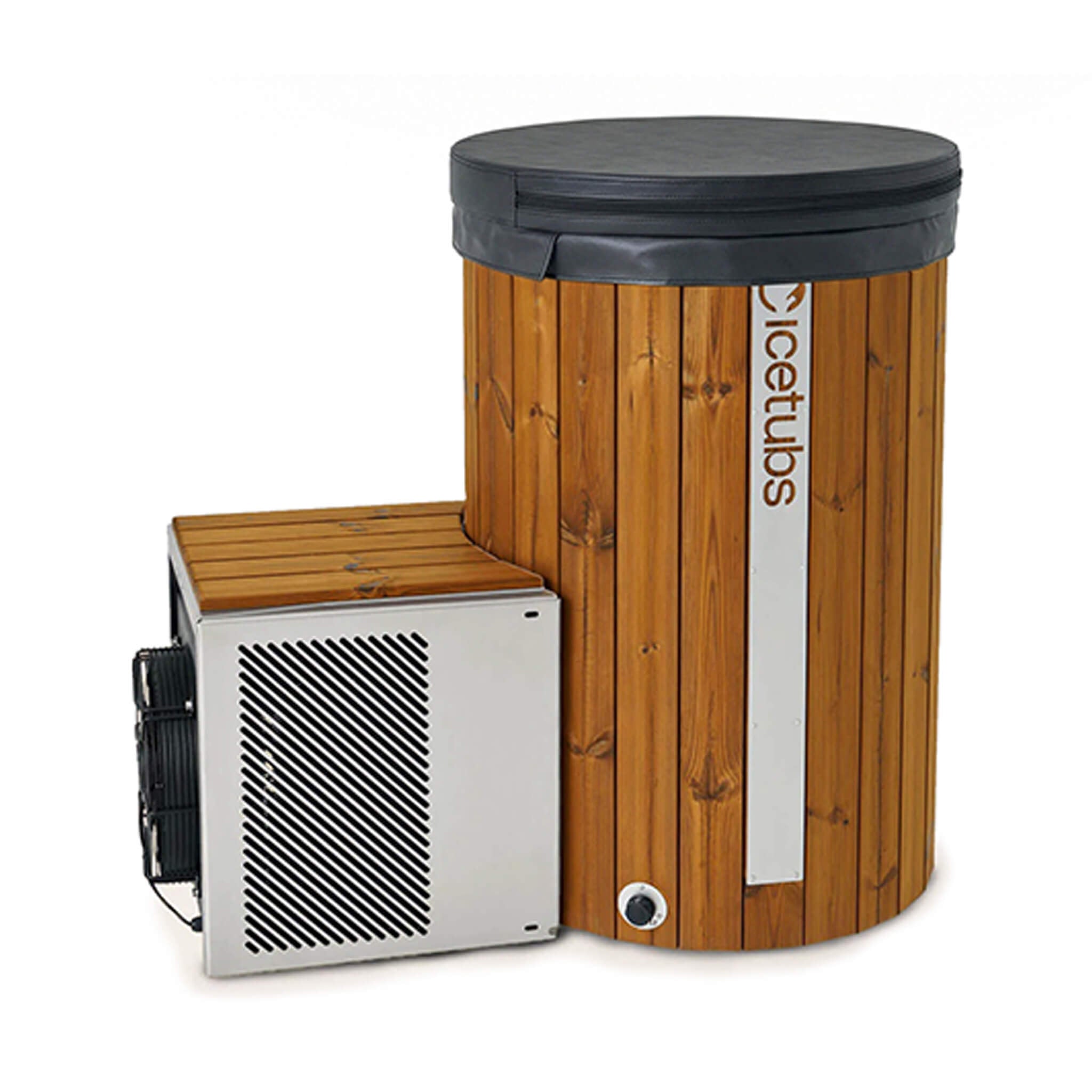 Cold plunge barrel Icetubs IceBarrel home man cave ice bath recovery Thermowood insulated cover