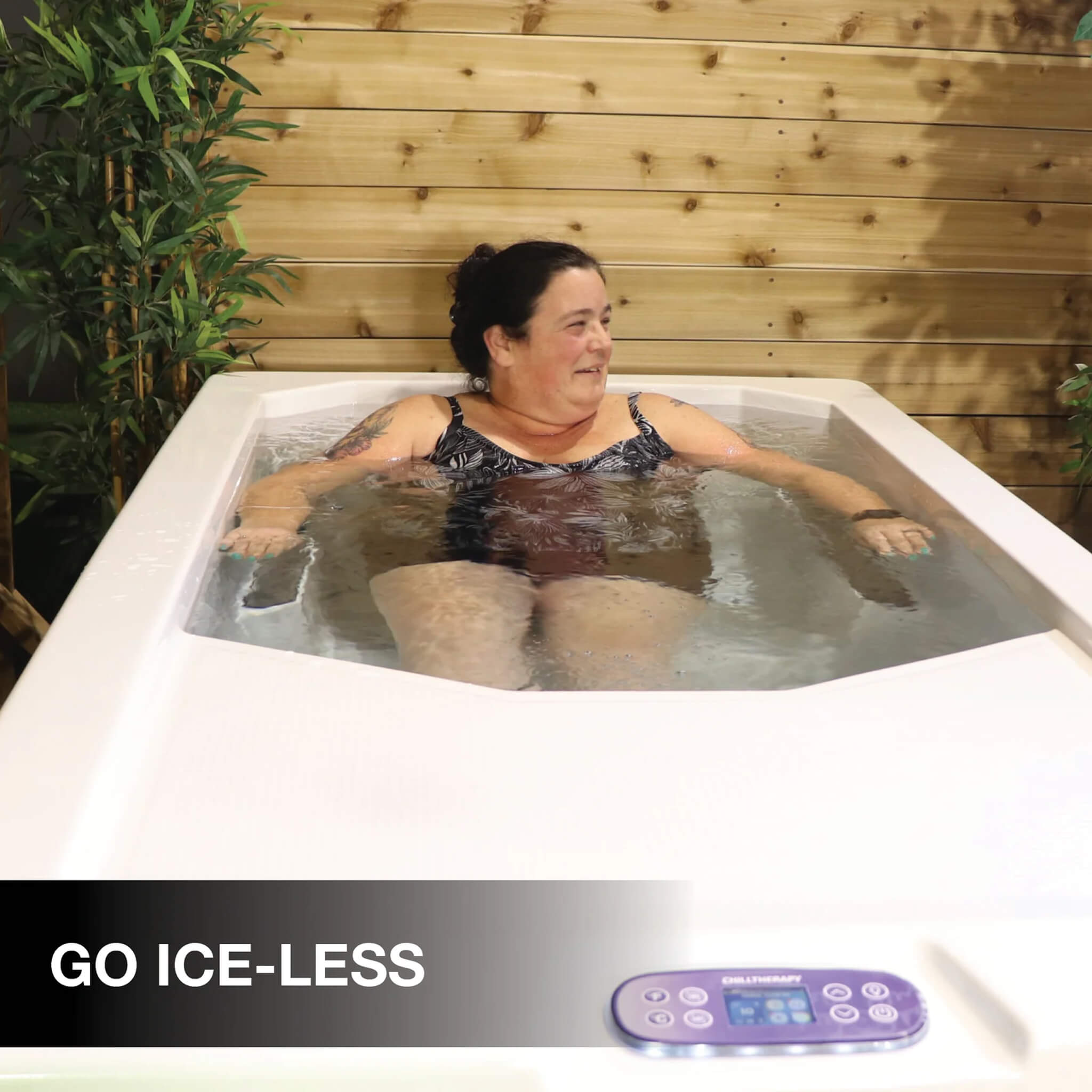Cold plunge tub ozone sterilization ice-free heat pump cold water therapy biohacking indoor outdoor recovery at Home Man Cave