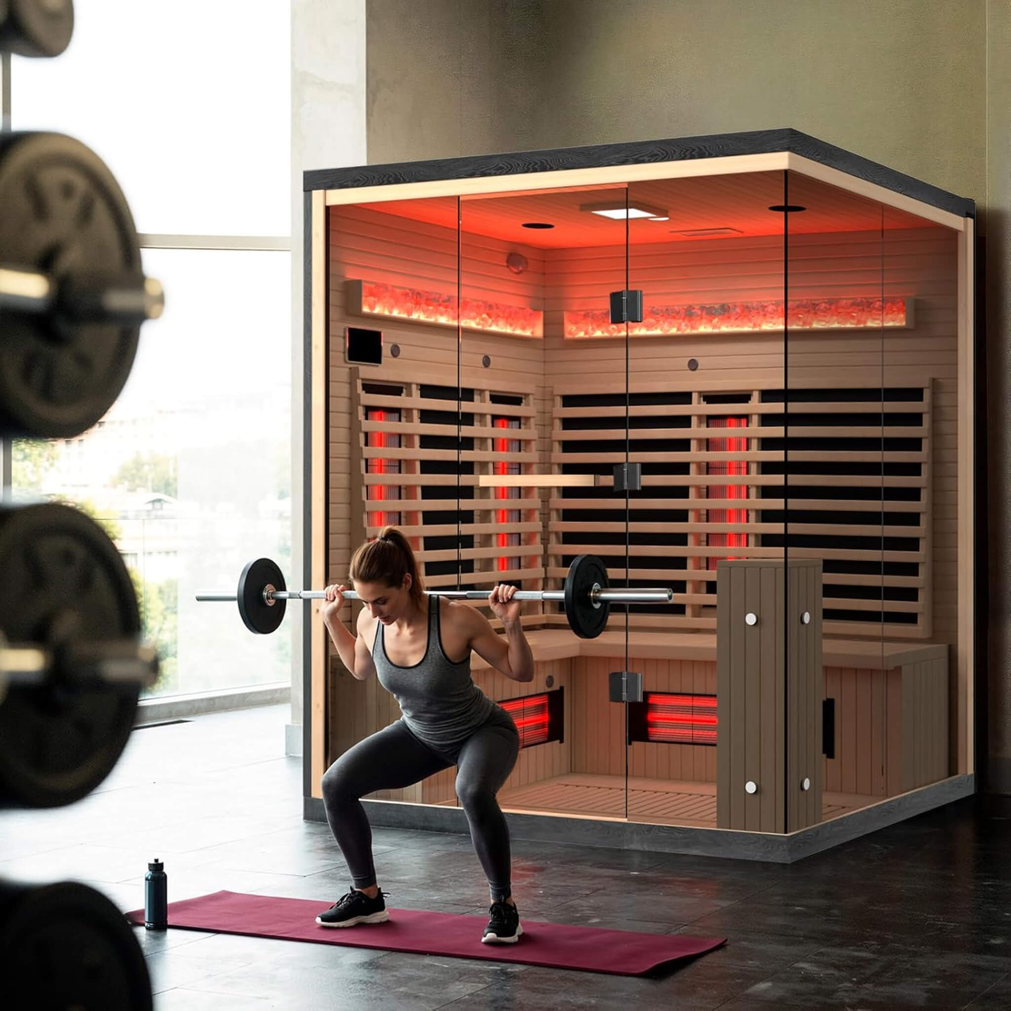 luxury infrared sauna athletic recovery elite residential training performance center home gym environment at Home Man Cave