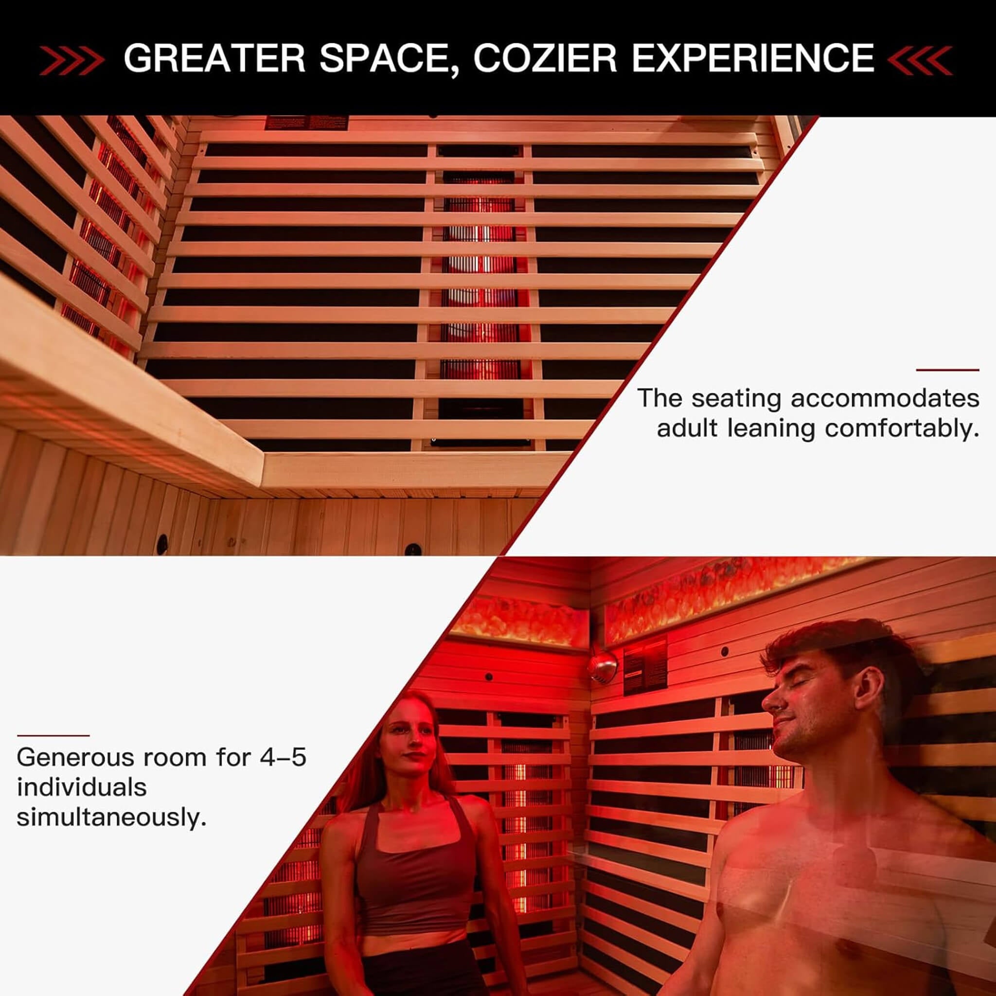 luxury infrared sauna expansive interior ergonomic seating premium hemlock wood custom cabin design at Home Man Cave