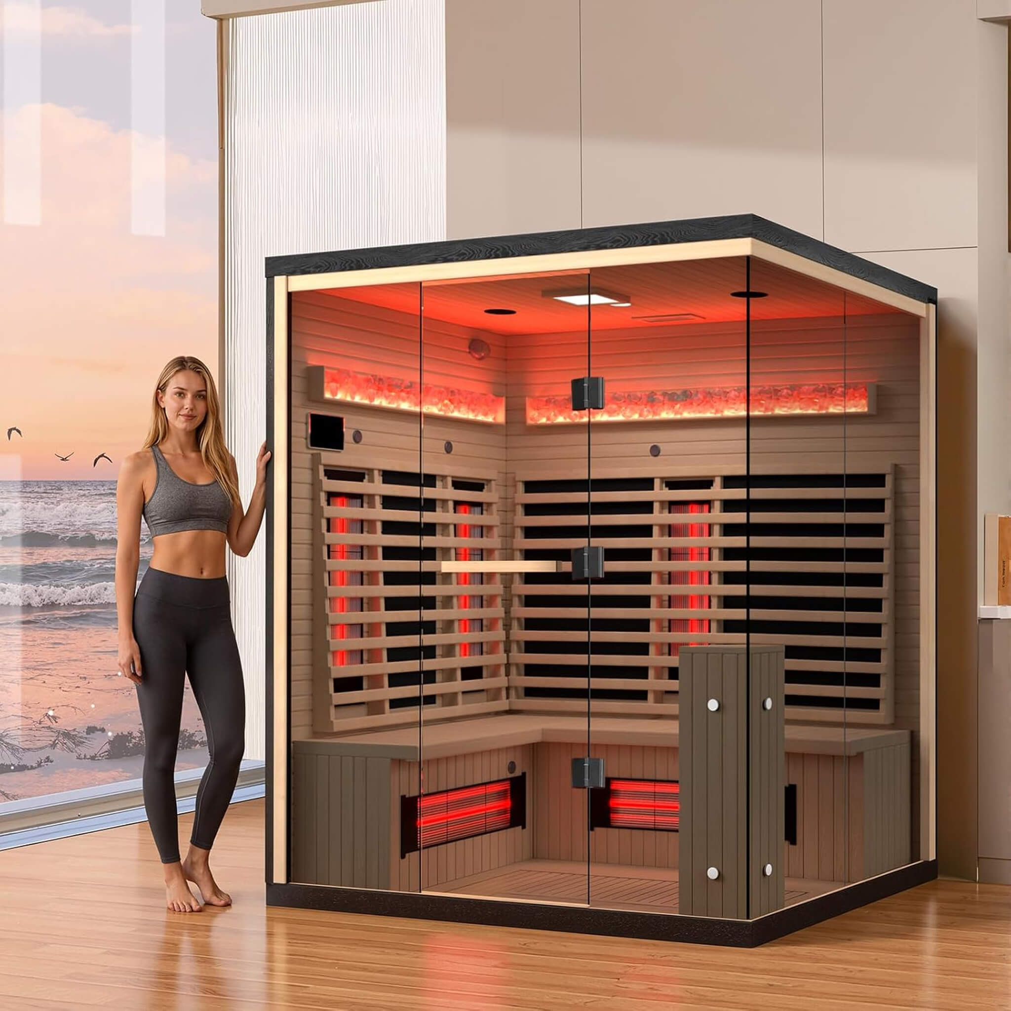luxury infrared sauna upscale home wellness gym suite residential architectural sanctuary interior spa at Home Man Cave