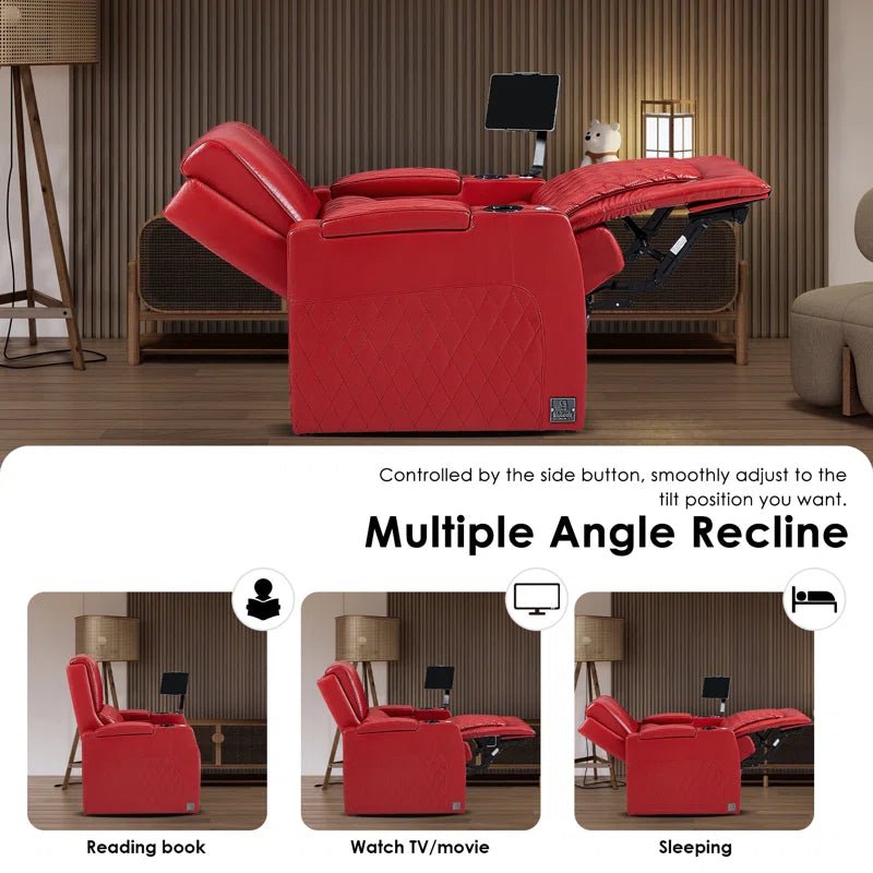 Recline Angle Options - Haiylee Zero Gravity Home Theater Seating showing Reading Watching and Sleeping Positions