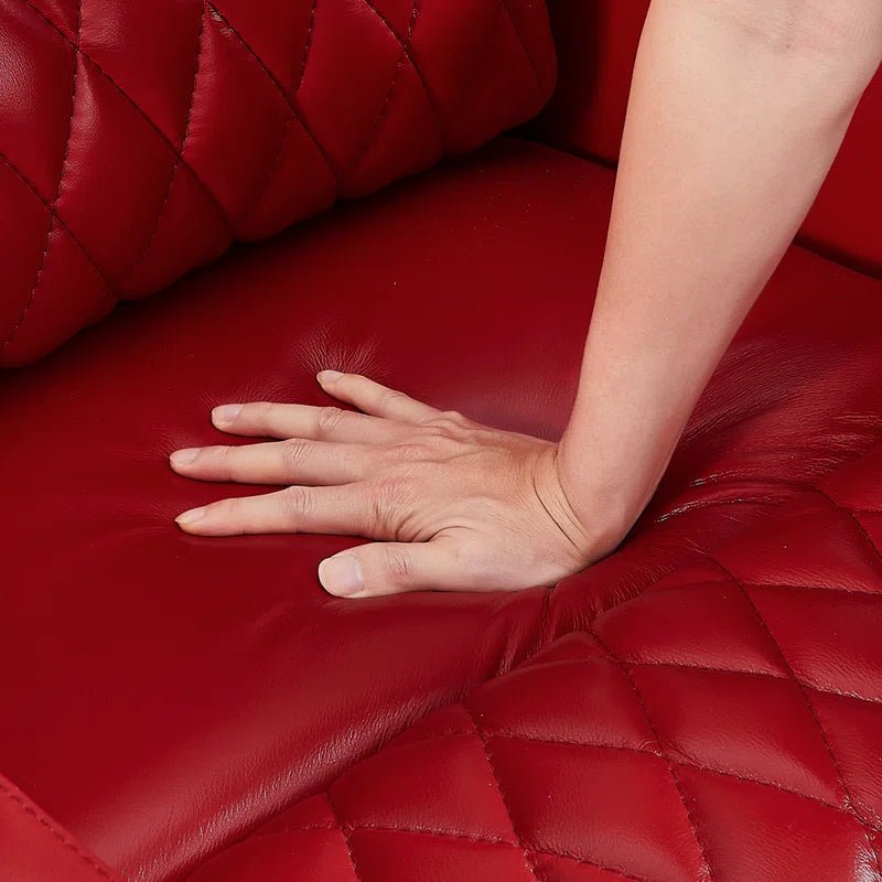 Memory Foam Comfort Test - Red Haiylee Zero Gravity Home Theater Seating with High-Density Cushioning and Leather