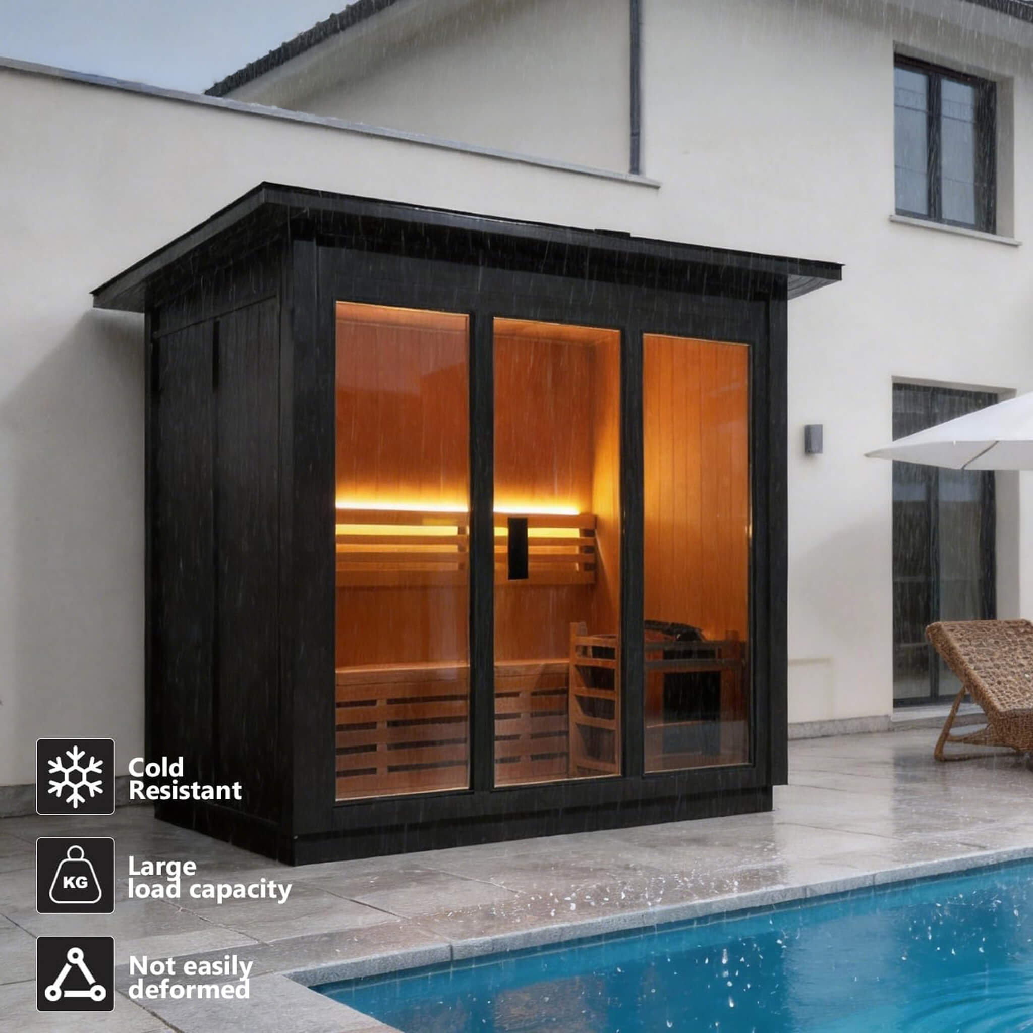 Home sauna 8 person cedar kit with control panel thermometer hygrometer waterproof roof