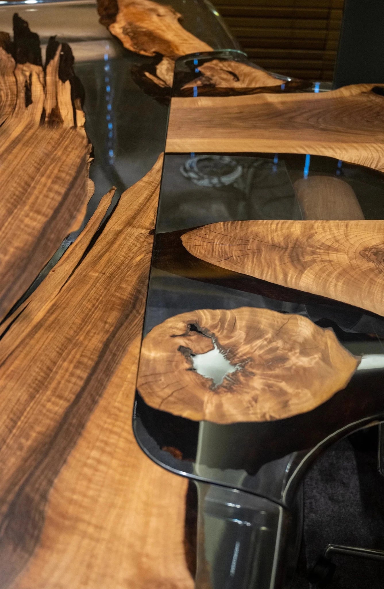 luxury live edge desk walnut wood slabs custom epoxy resin side table furniture collection premium architectural materials