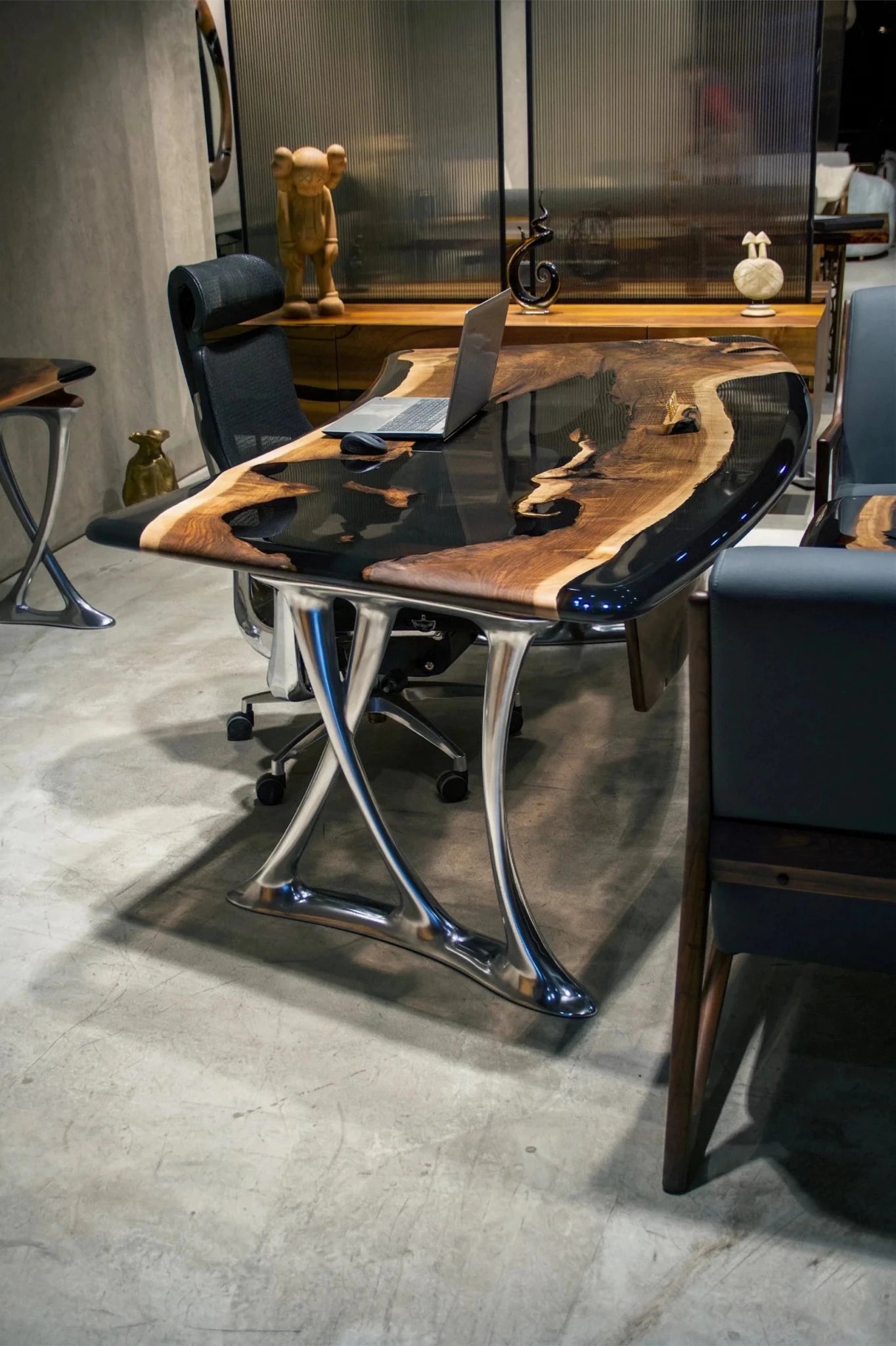 luxury live edge desk walnut wood workspace executive office furniture premium solid wood slab fine decor at Home Man Cave