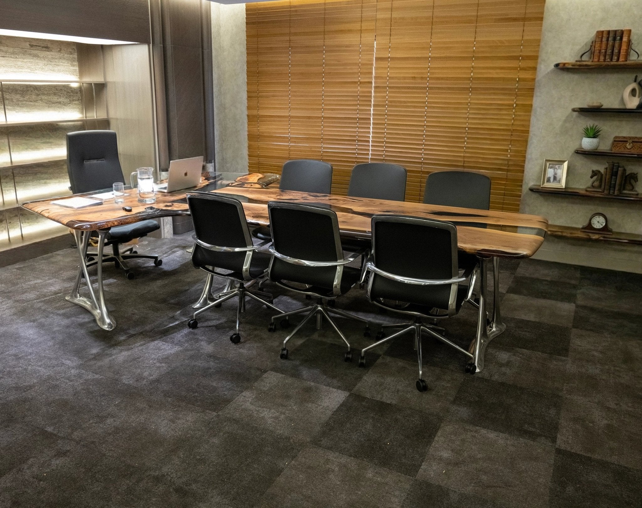 luxury live edge desk walnut conference table executive office boardroom furniture solid wood slab design at Home Man Cave