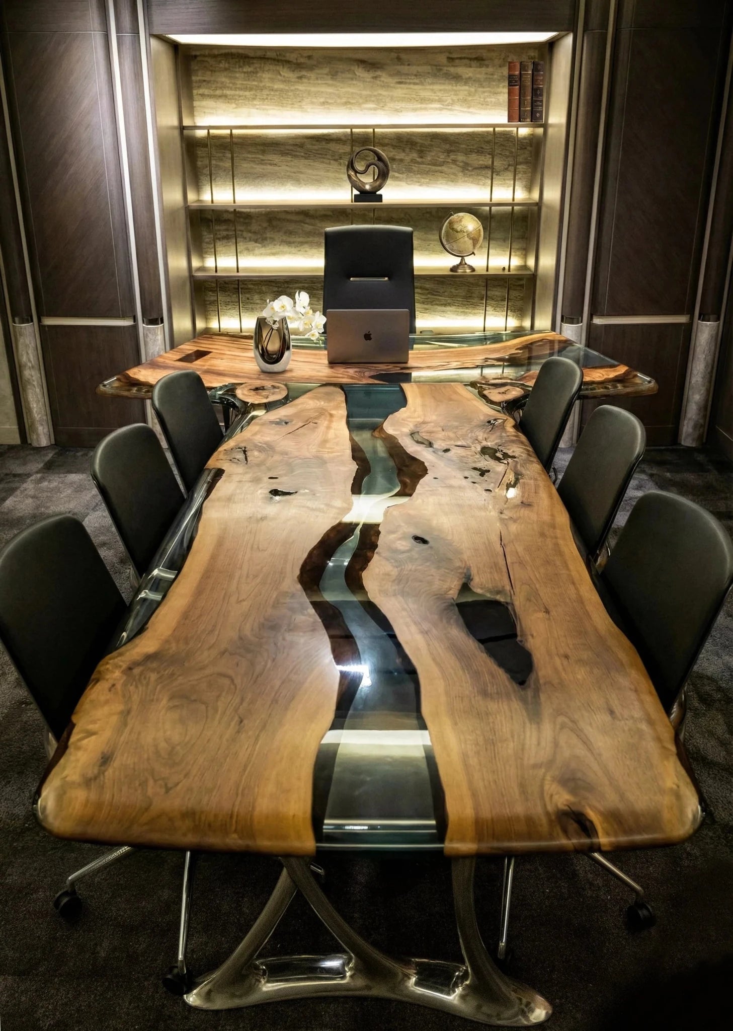 luxury live edge desk walnut conference table executive office boardroom furniture massive wood slab arts at Home Man Cave