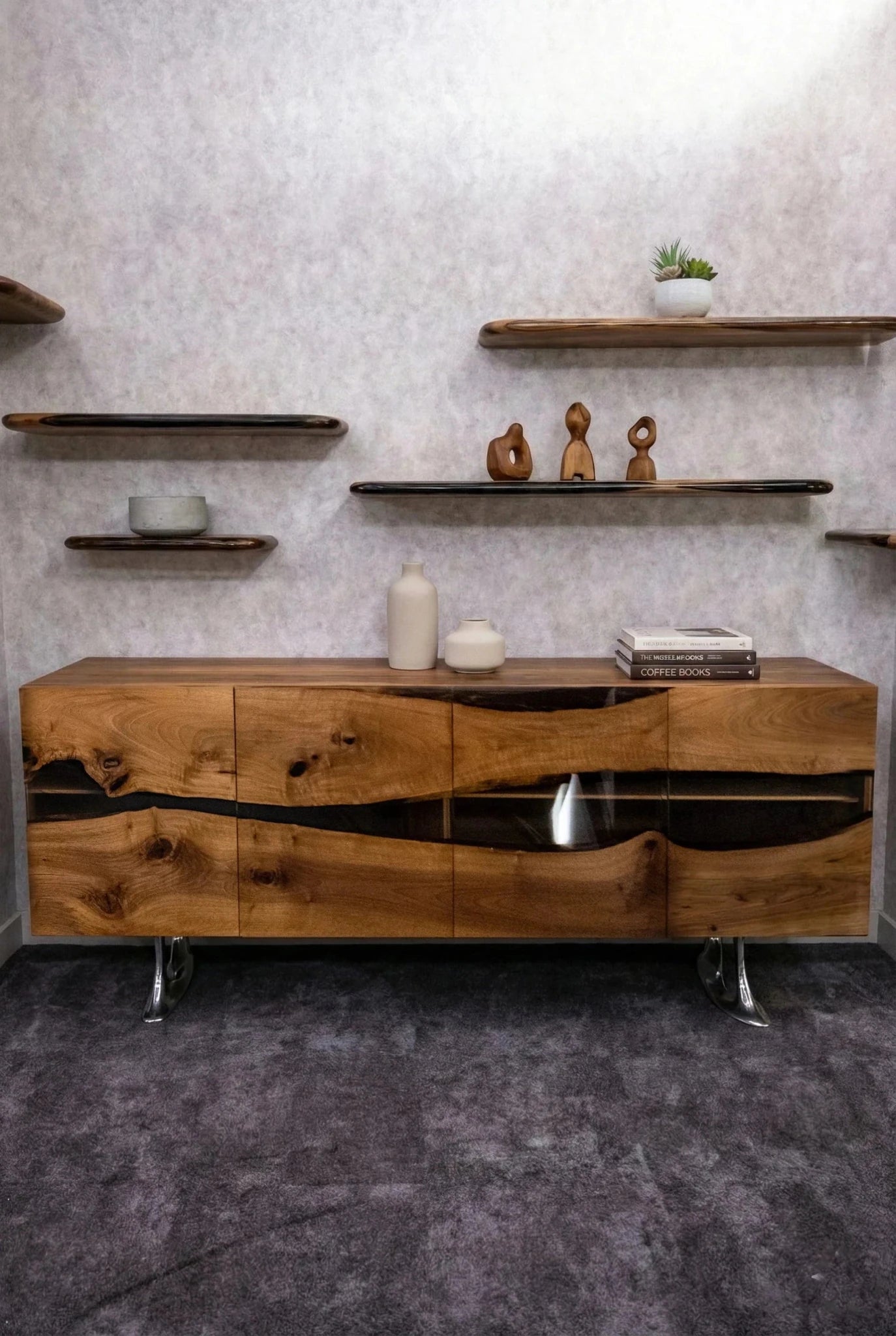 luxury live edge desk walnut credenza buffet cabinet executive office storage furniture solid wood suites at Home Man Cave