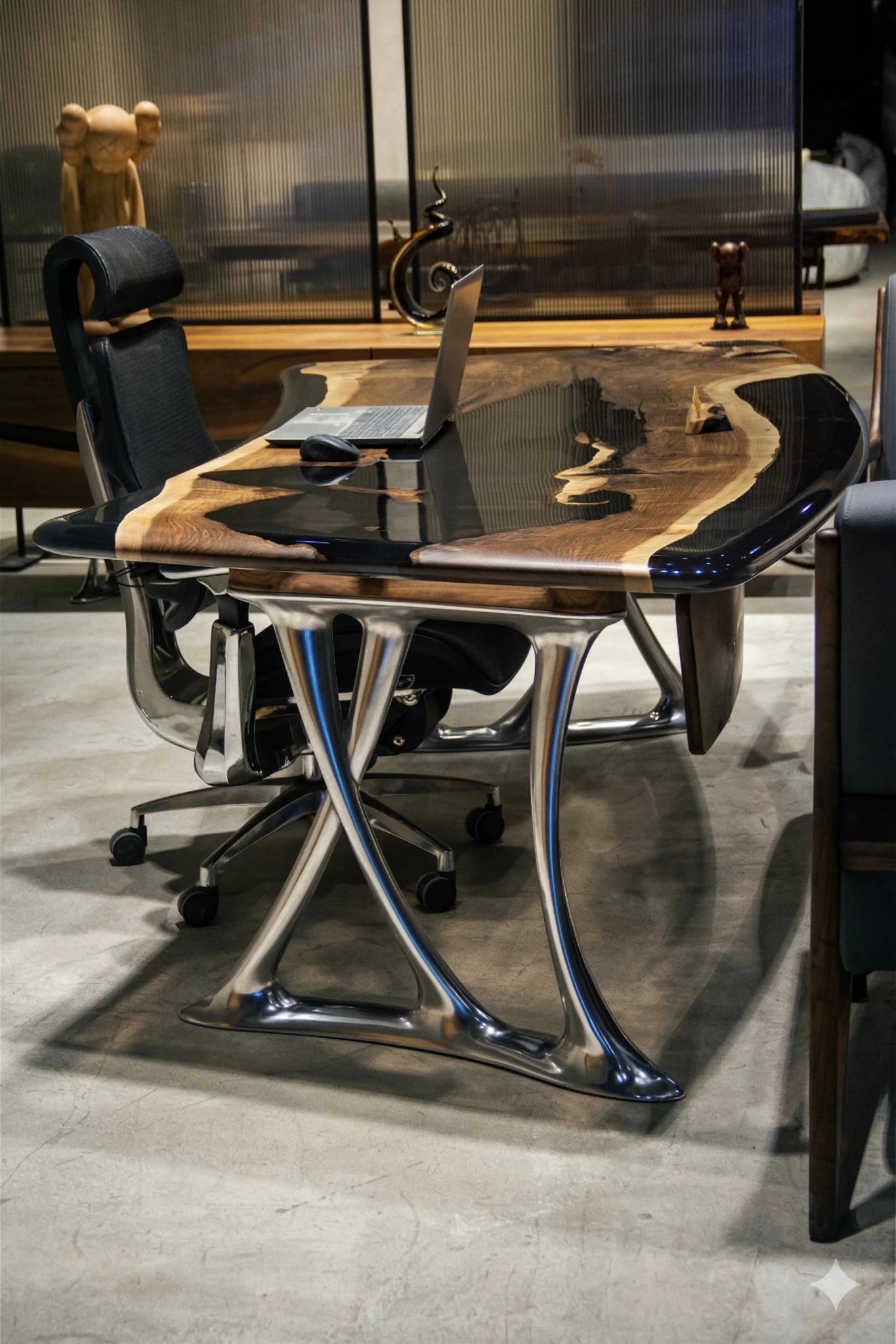 luxury live edge desk walnut workspace executive office furniture solid wood slab corporate suite premium at Home Man Cave