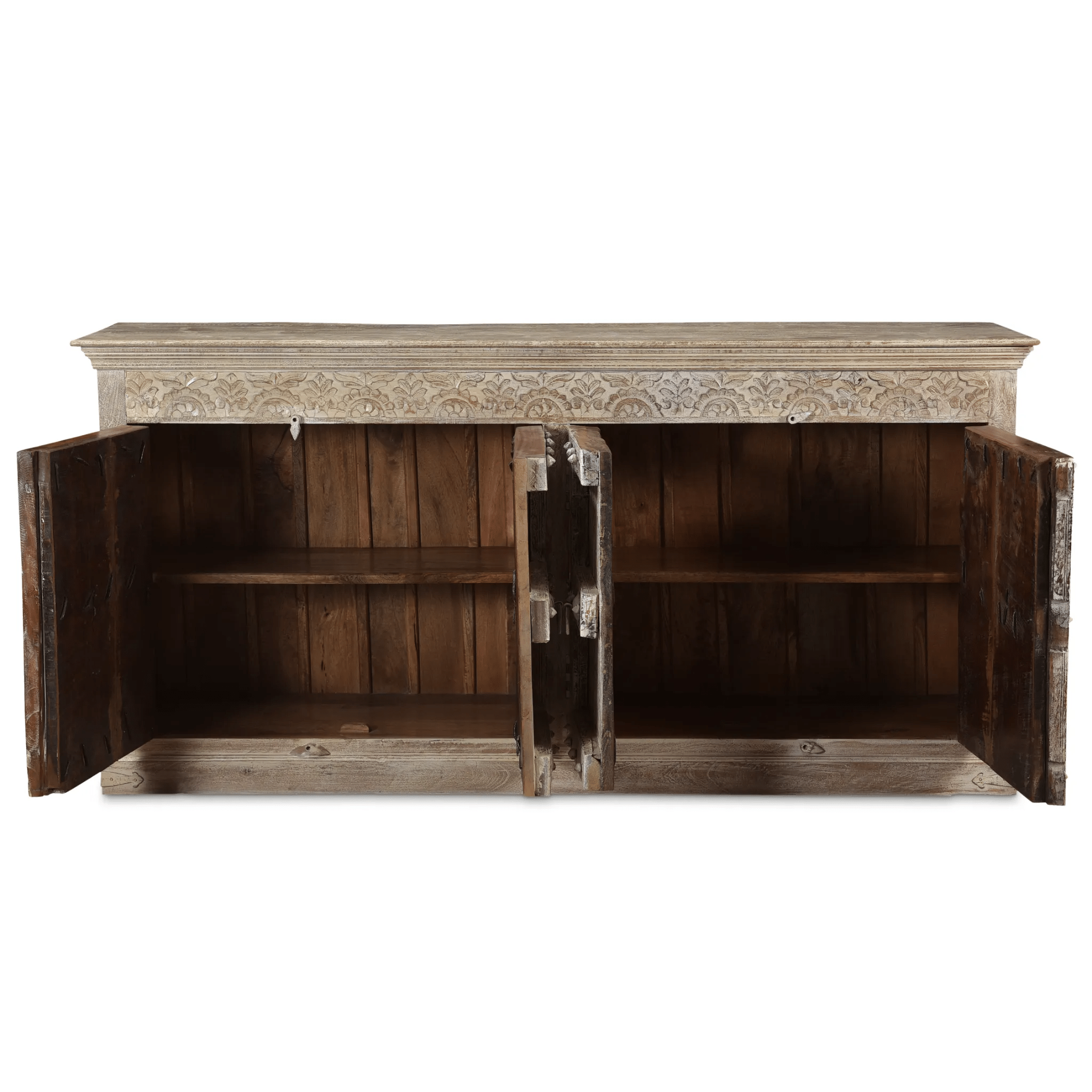 rustic wood sideboard reclaimed wood buffet 4 door carved storage handmade white finish