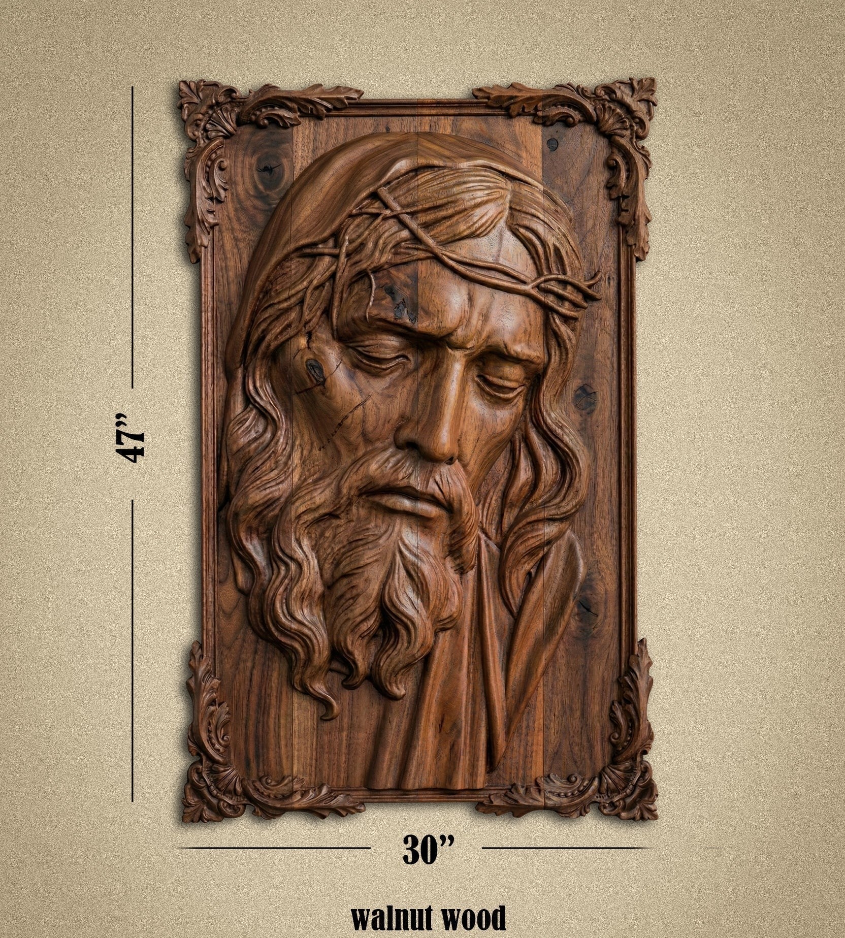 The Passion of Christ Hand-Carved High-Relief Wood Art Panel