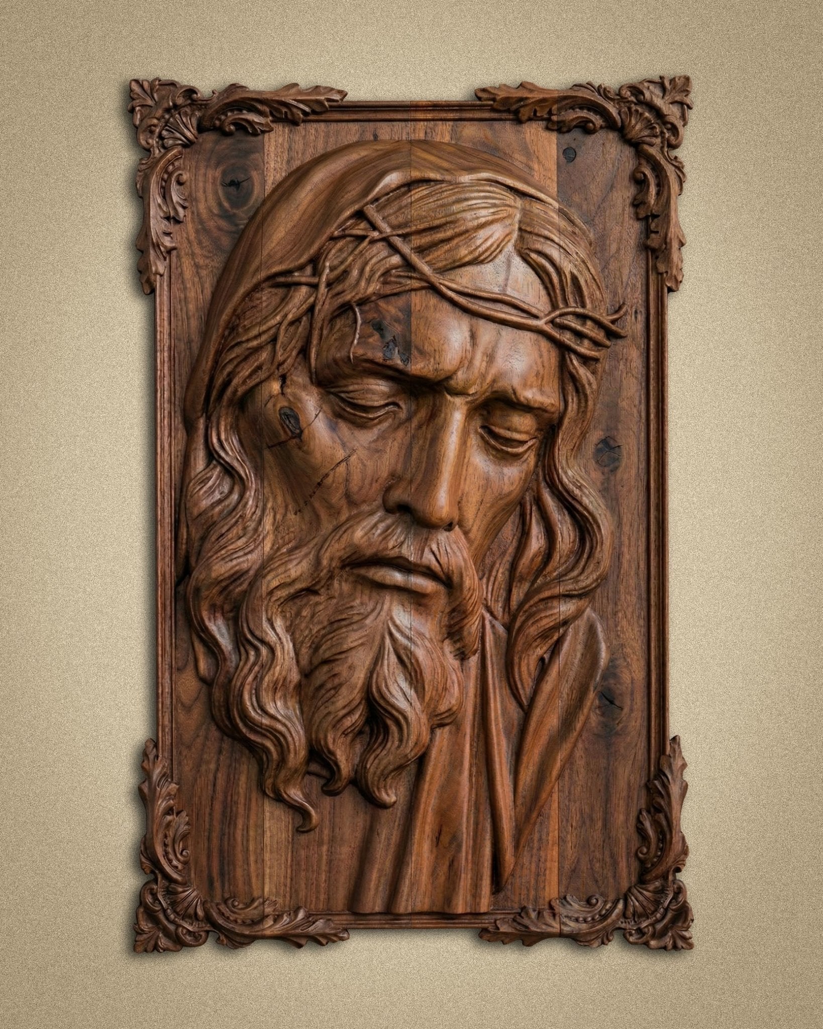 The Passion of Christ Hand-Carved High-Relief Wood Art Panel