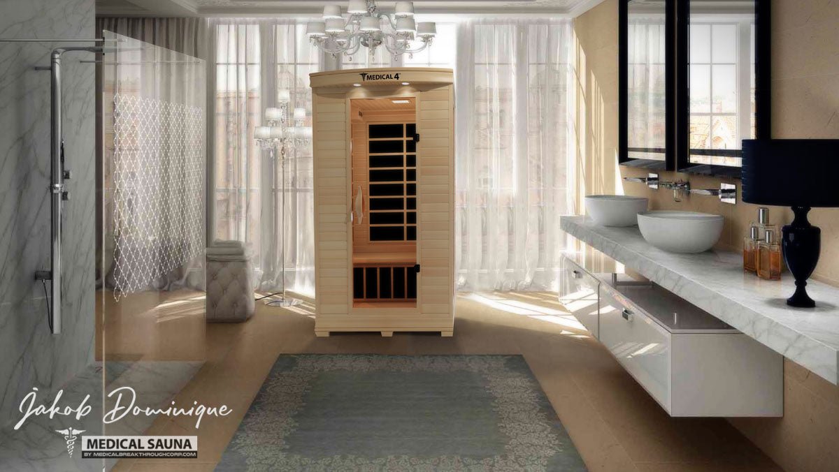 2 person medical grade indoor sauna luxury home spa retreat minimalist villa architecture master bath design at Home Man Cave
