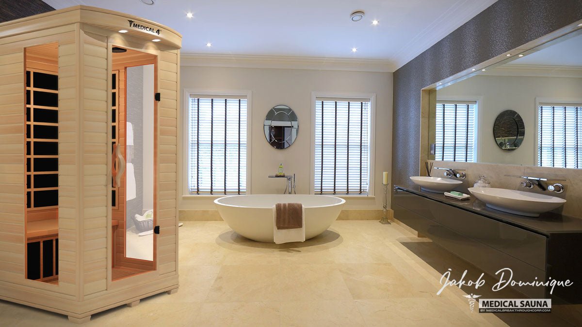 luxury 2 person infrared sauna high end residential bathroom home spa architecture installation project at Home Man Cave
