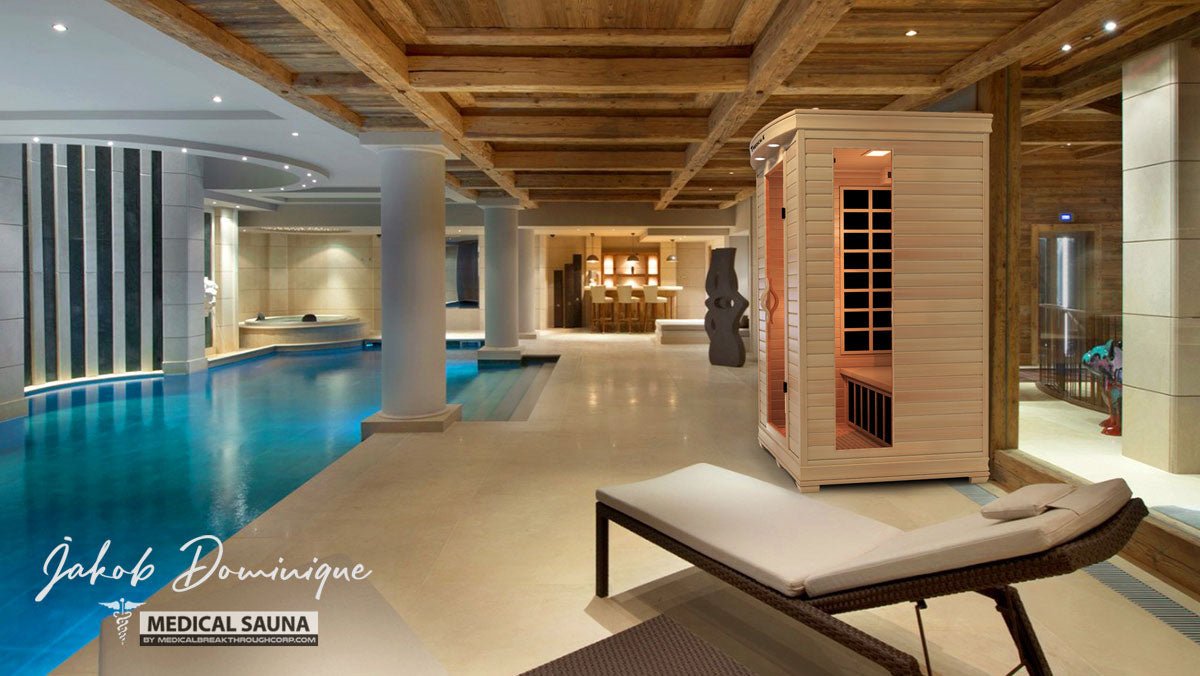 sanctuary medical grade sauna premium covered lap pool deck luxury residential wellness compound facilities at Home Man Cave