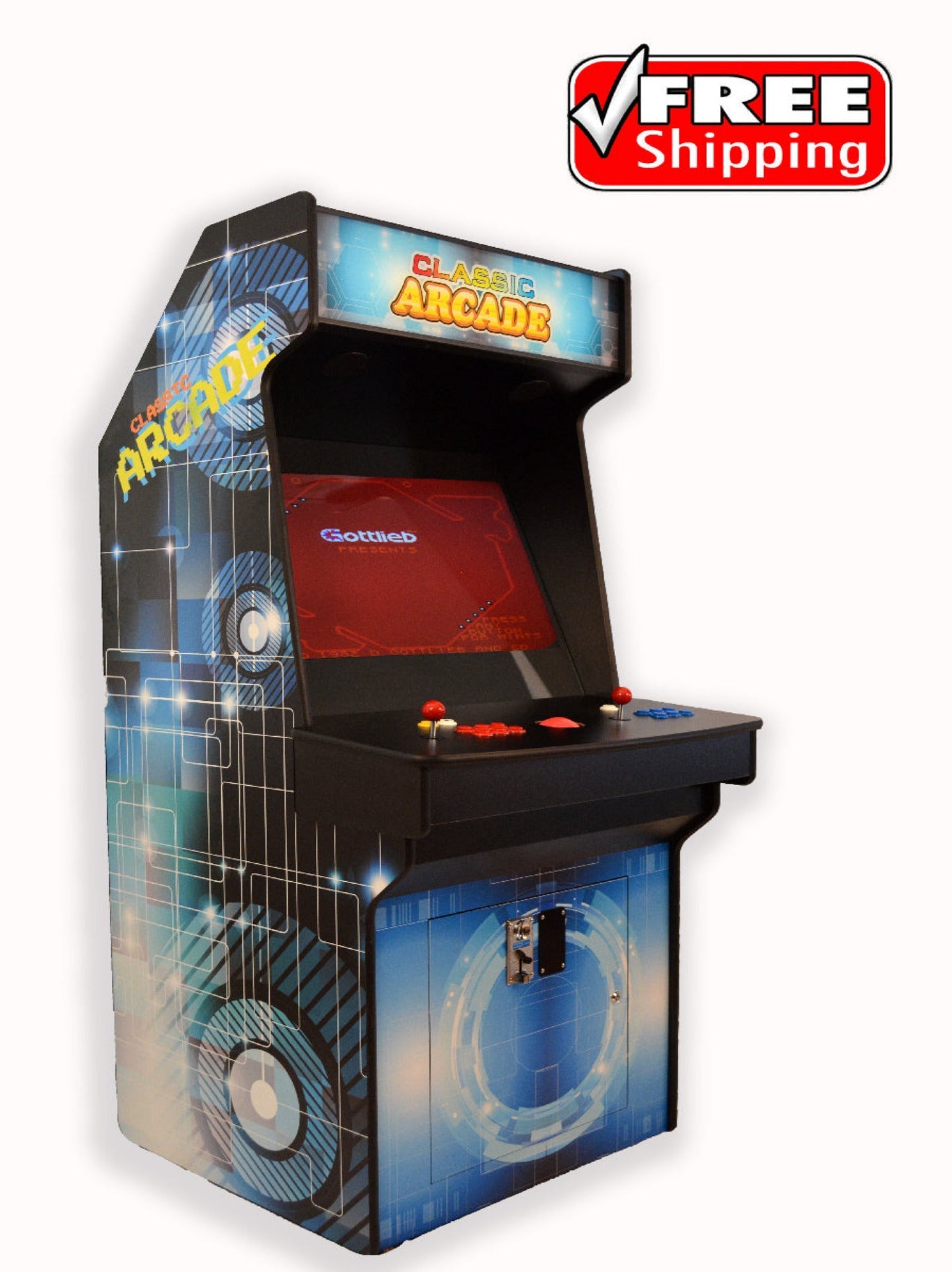 Sovereign Multi-Game Arcade Cabinet incorporates a premium fluid trackball and architectural-grade thirty-two-inch display.