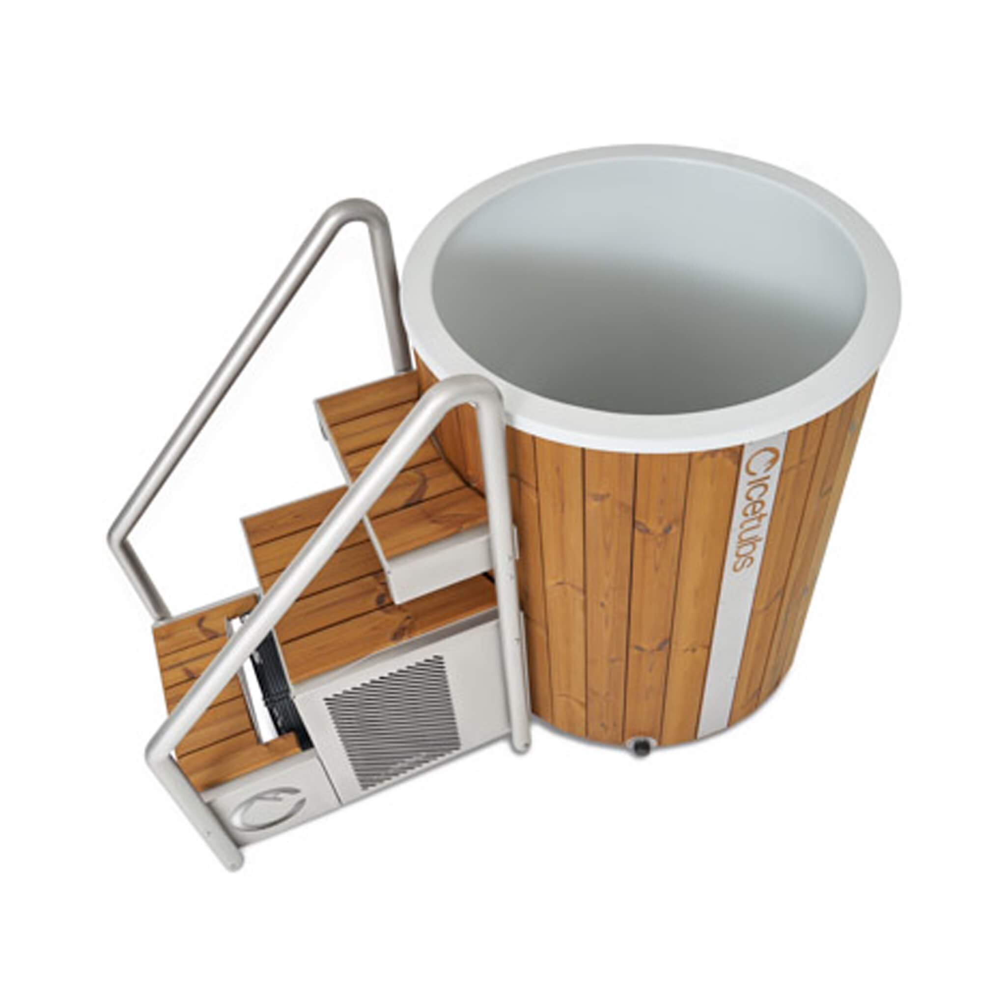 xl cold plunge tub home man cave IceTubs IceBarrel XL cold water immersion with stairs ice bath